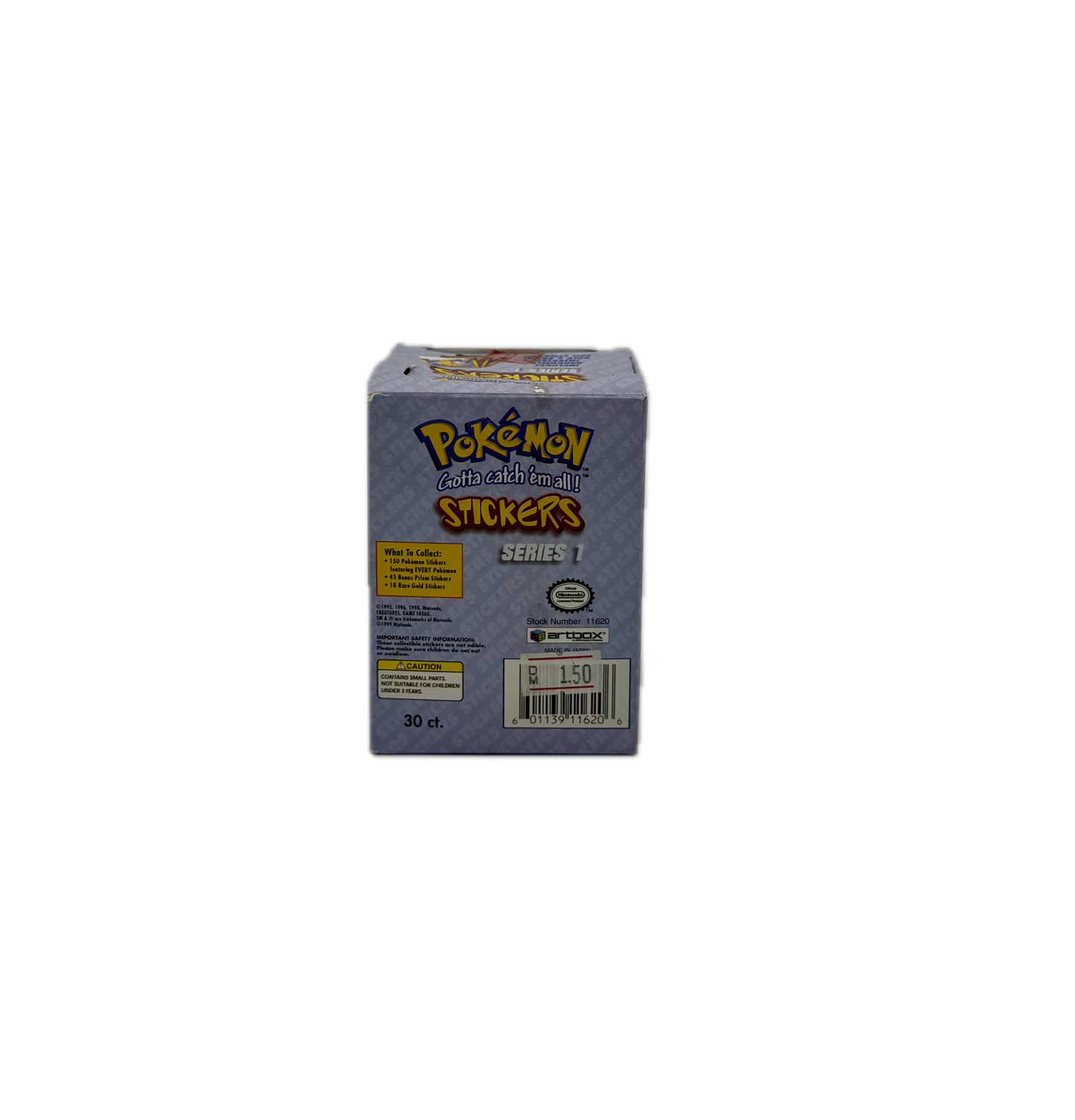 Pokémon ArtBox - 1 x Display 30 x Tüte 300 Sticker Serie 1 Vintage 1999 Selten